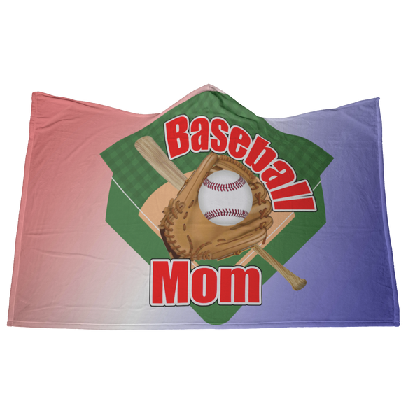 Baseball Mom Hooded Blanket, Red