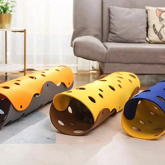 Cat Tunnels Bed Foldable Pet Tunnel Tube Bed with Holes DIY Cats Play Mat