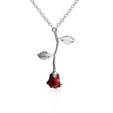 Enchanted Red Rose Flower Necklace