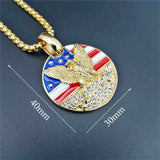 American Flag Eagle Pendant 4 Size Stainless Steel Chain Military Soldier Men's Necklace Golden Neck Jewelry Dropshipping