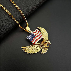 American Flag Eagle Necklace & Chain For Men & Women