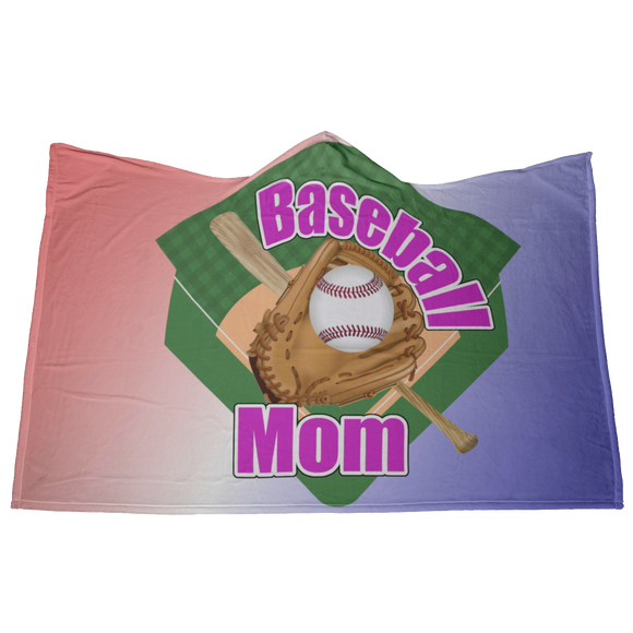 Baseball Mom Hooded Blanket, Purple